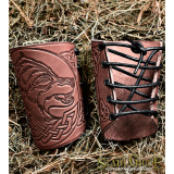 A Pair Leather Bracers Armor Wolves Celtic 